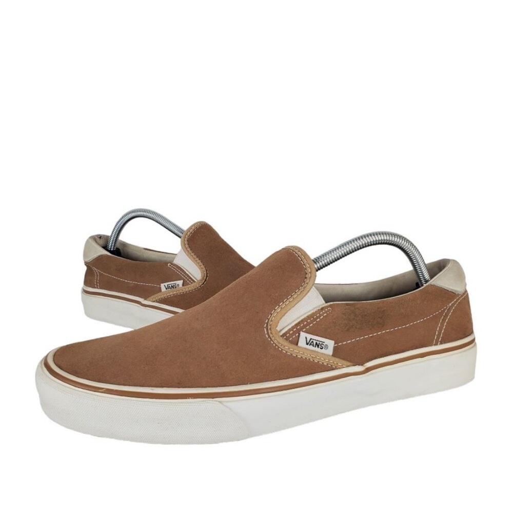 Vans Classic Slip On Men's Brown Suede Leather Flat Skate Sneaker Shoes US 11.5